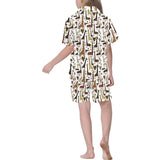 Giraffe Pattern Print Design 05 Kids' Boys' Girls' V-Neck Short Pajama Set