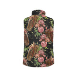 Horse head wild roses pattern Women's Padded Vest