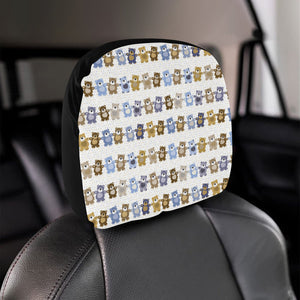 Teddy Bear Pattern Print Design 02 Car Headrest Cover