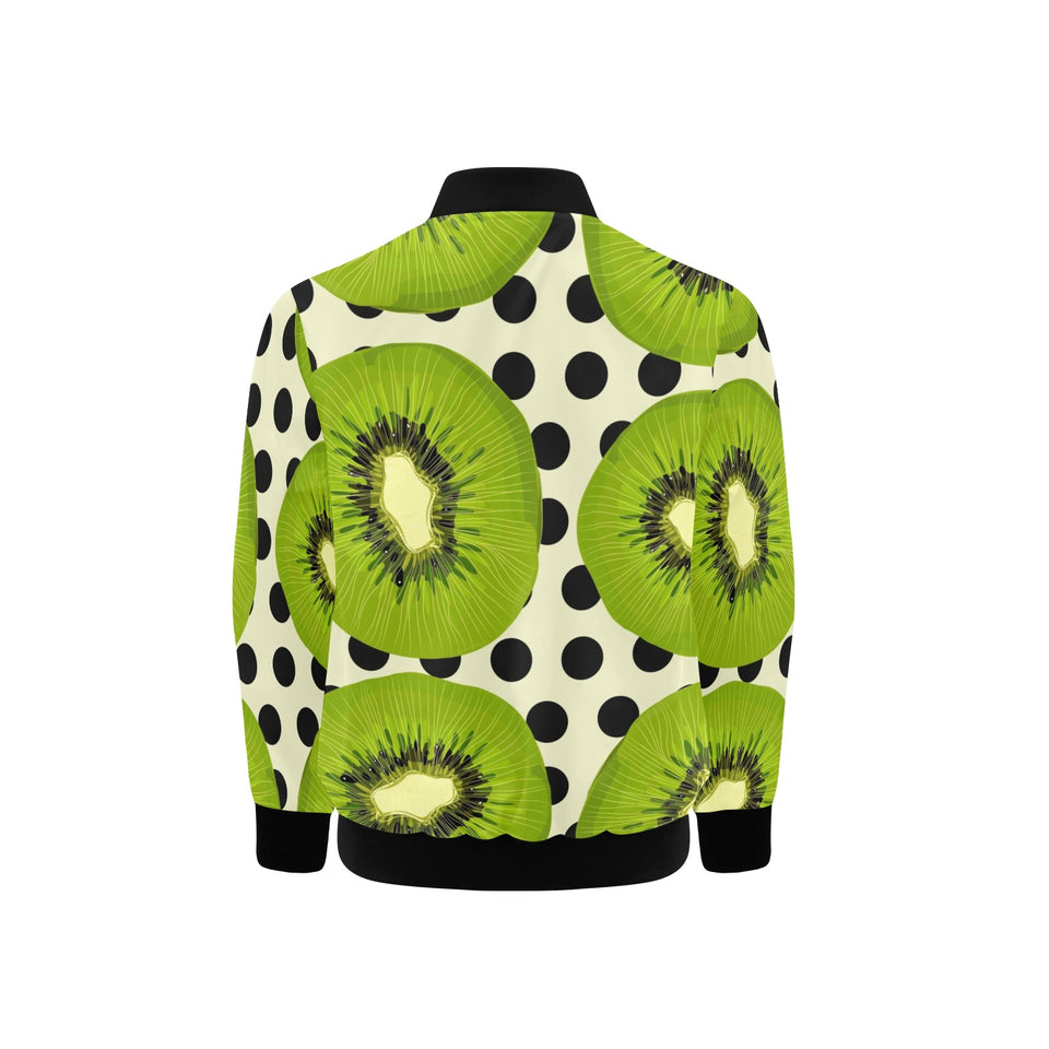 kiwi black dot background Kids' Boys' Girls' Bomber Jacket