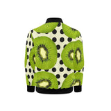 kiwi black dot background Kids' Boys' Girls' Bomber Jacket