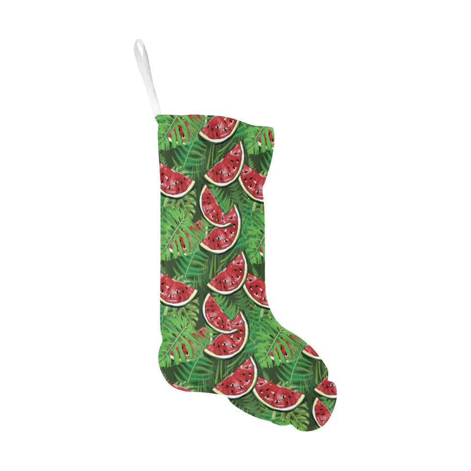 Watermelons tropical palm leaves pattern backgroun Christmas Stocking