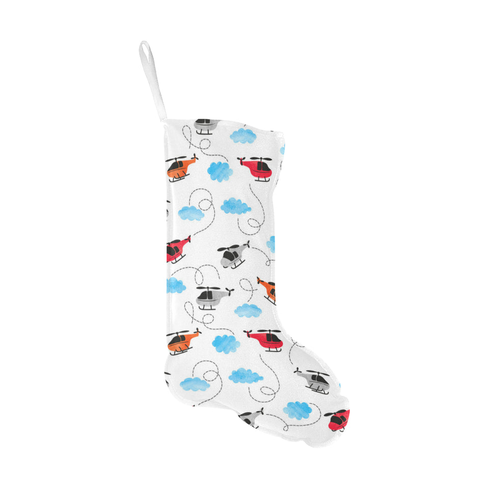Watercolor helicopter cloud pattern Christmas Stocking