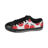 red apples white background Men's Low Top Canvas Shoes Black