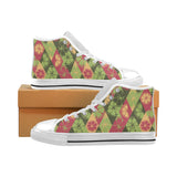 Cool Geometric lime pattern Men's High Top Canvas Shoes White