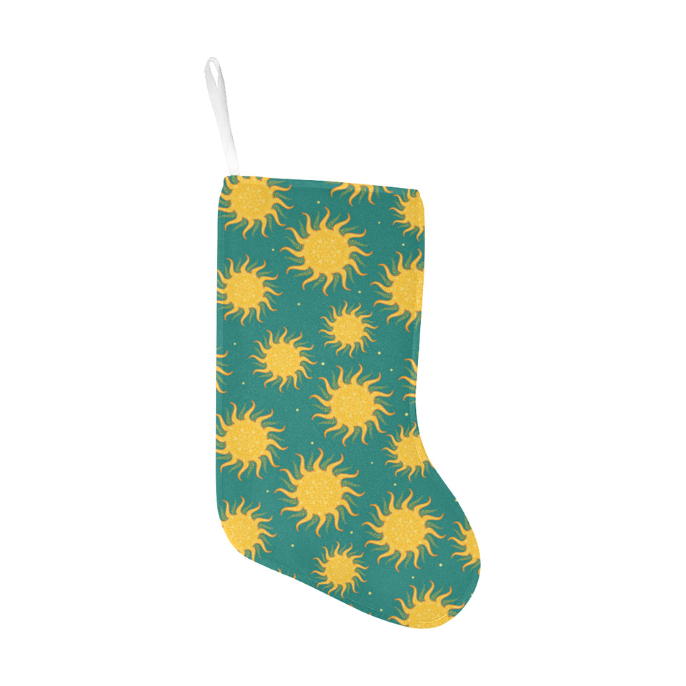 Sun green background Christmas Stocking