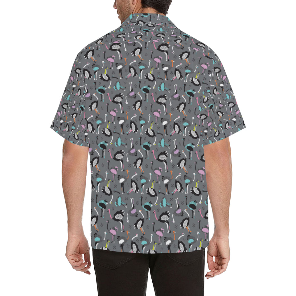 Ostrich Pattern Print Design 01 Men's All Over Print Hawaiian Shirt (Model T58)