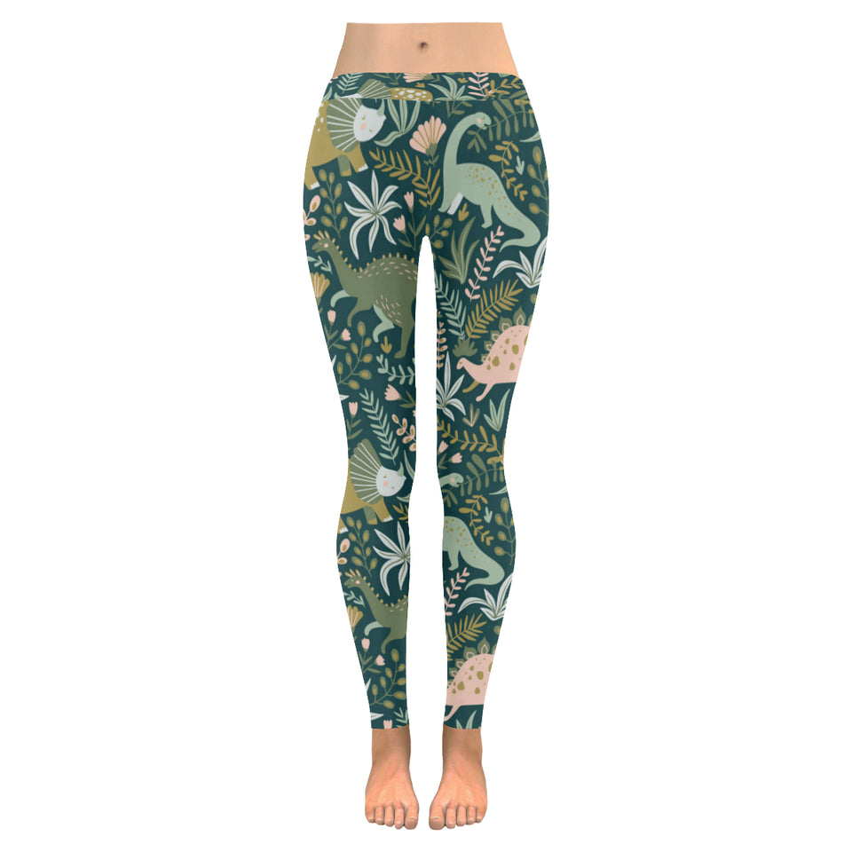 dinosaurs tropical leaves flower pattern Women's Legging Fulfilled In US
