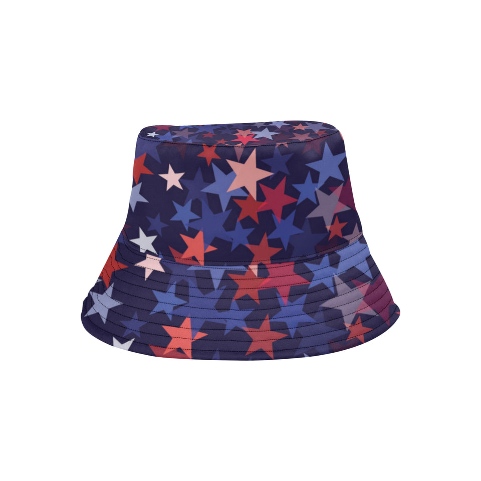 Red blue star pattern Unisex Bucket Hat