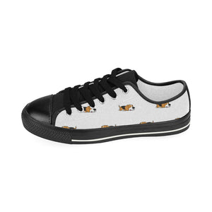 Cute beagle dog sleeping pattern Kids' Boys' Girls' Low Top Canvas Shoes Black