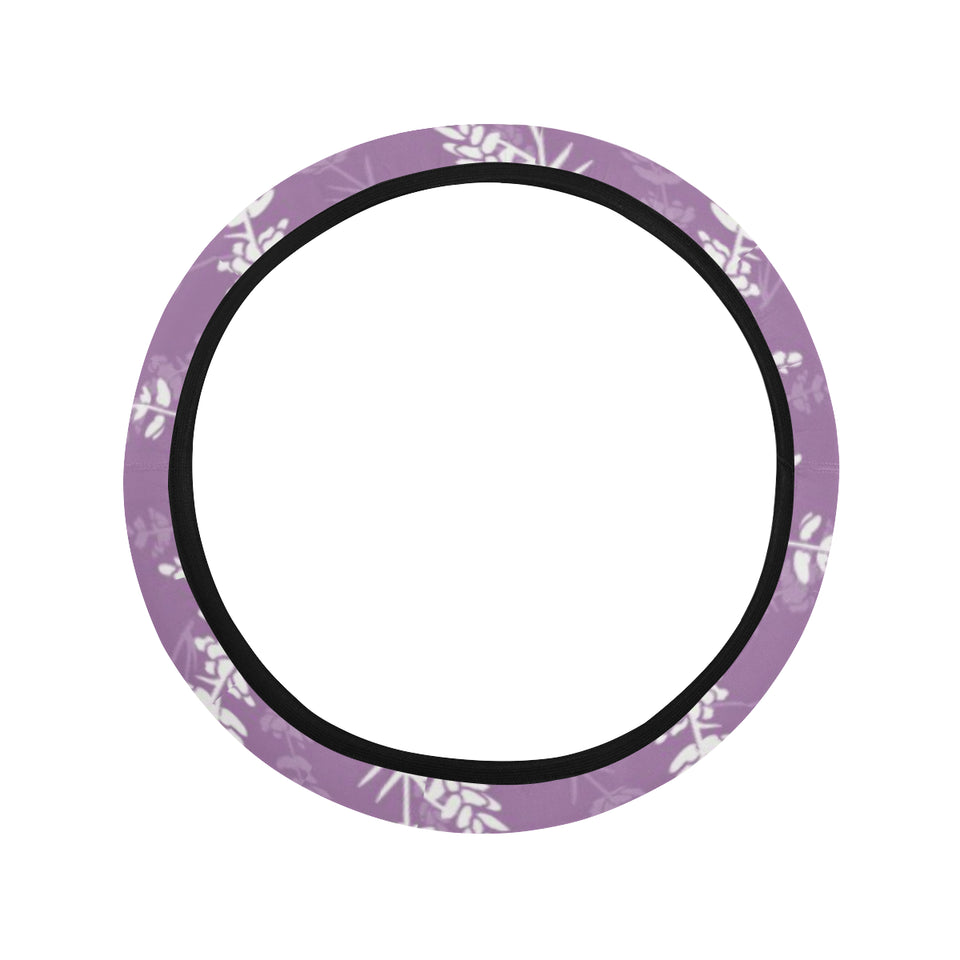 Lavender flowers purple pattern Car Steering Wheel Cover