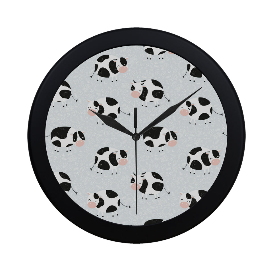 Cute cows pattern Elegant Black Wall Clock