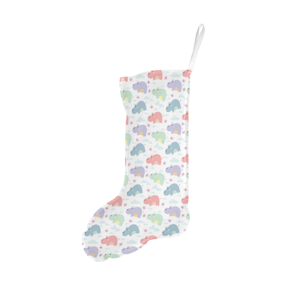 Hippopotamus Pattern Print Design 03 Christmas Stocking