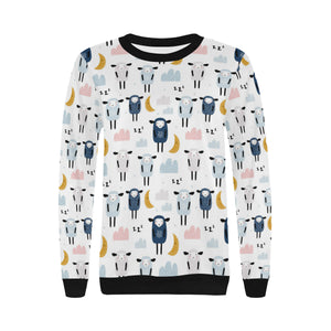 Cute sleeping sheep moon cloud pattern Women's Crew Neck Sweatshirt