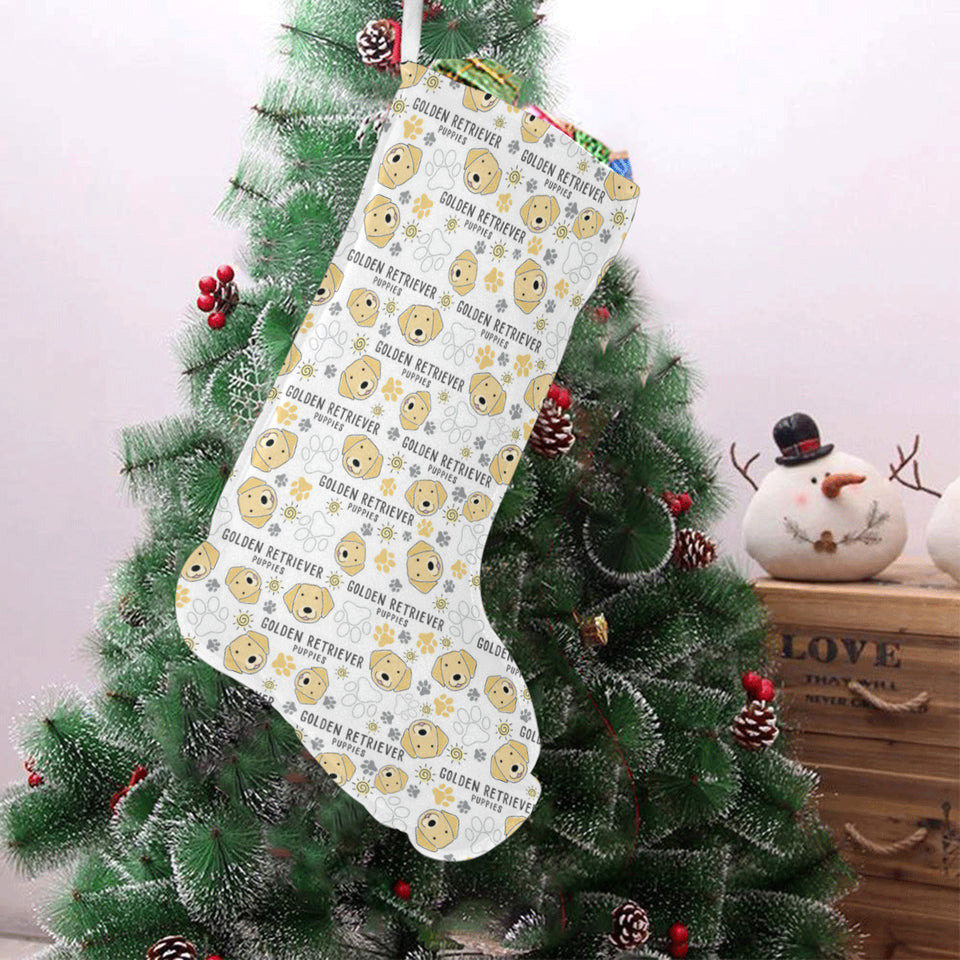 Golden Retriever Pattern Print Design 04 Christmas Stocking