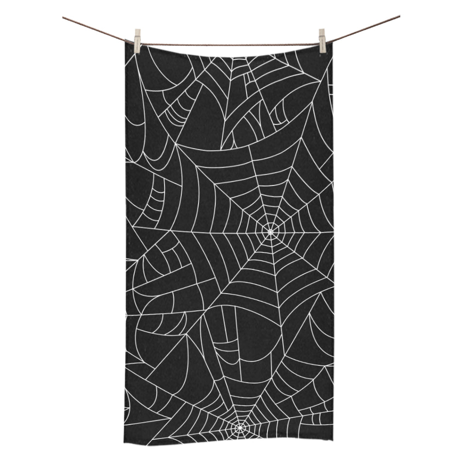Spider web pattern Black background white cobweb Bath Towel