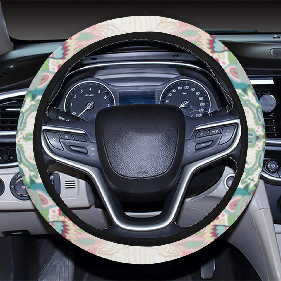 Square floral indian flower pattern Car Steering Wheel Cover