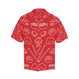 sushi pattern red background Men's All Over Print Hawaiian Shirt