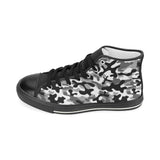 Black white camouflage pattern Men's High Top Canvas Shoes Black