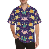 Colorful sea turtle pattern Men's All Over Print Hawaiian Shirt