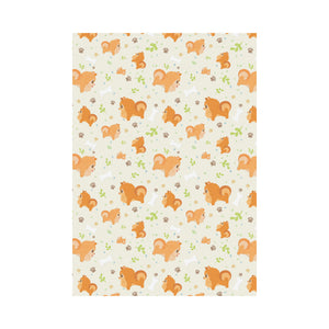 Cute brown pomeranian paw leave bone pattern House Flag Garden Flag