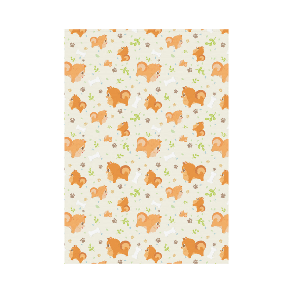 Cute brown pomeranian paw leave bone pattern House Flag Garden Flag