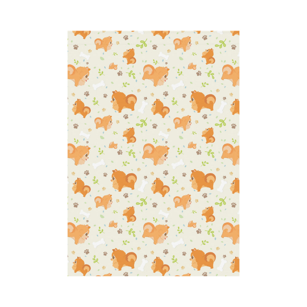 Cute brown pomeranian paw leave bone pattern House Flag Garden Flag