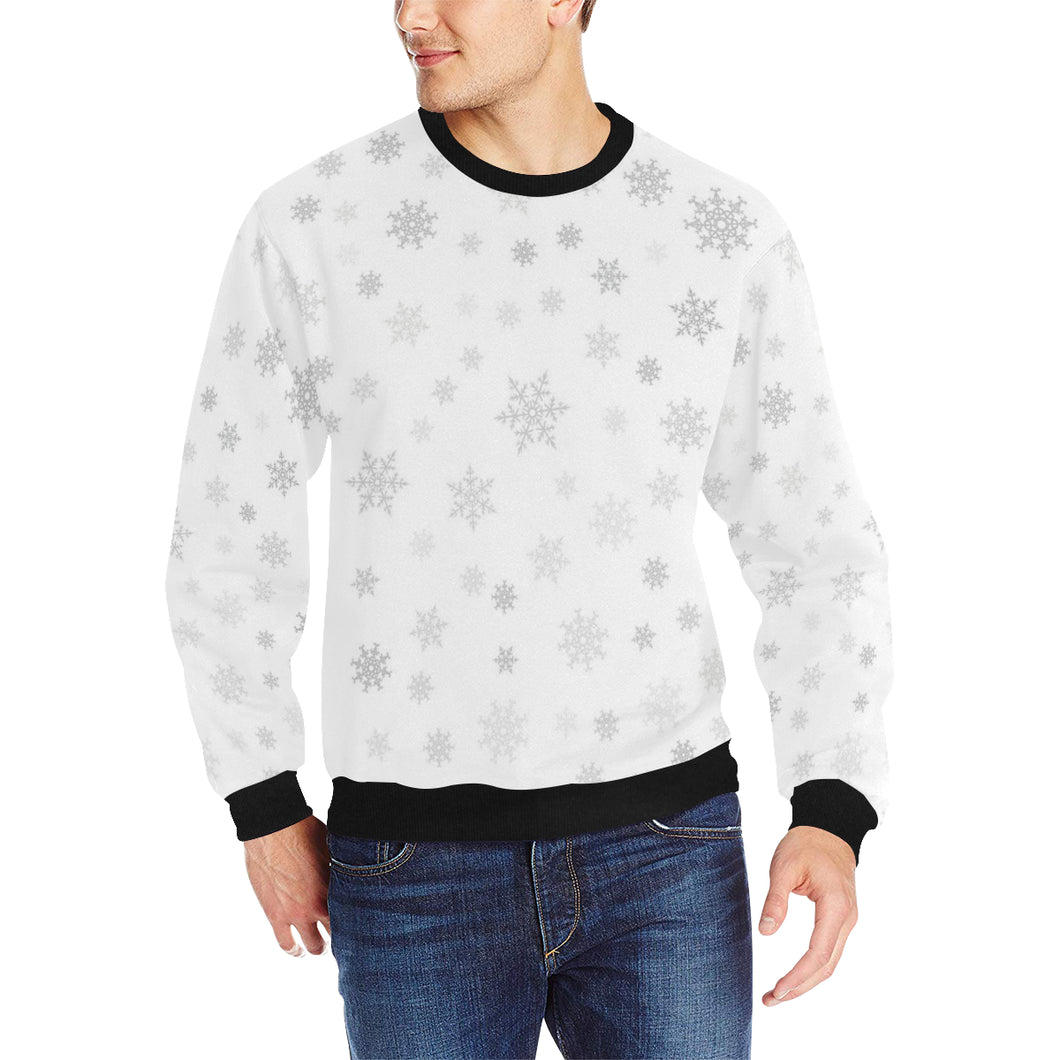 Snowflake pattern white background Men's Crew Neck Sweatshirt