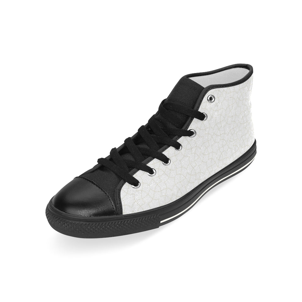 arabic white pattern Men's High Top Canvas Shoes Black