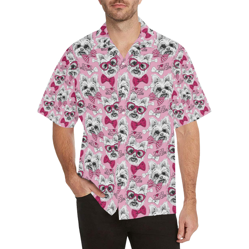 Yorkshire Terrier Pattern Print Design 03 Men's All Over Print Hawaiian Shirt (Model T58)