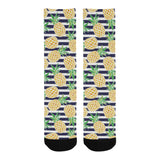 Pineapples pattern striped background Crew Socks