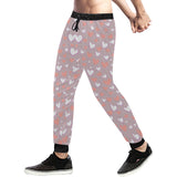 coral white heart pattern Unisex Casual Sweatpants
