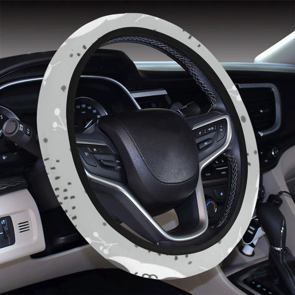Cute raccoons leaves dot Car Steering Wheel Cover