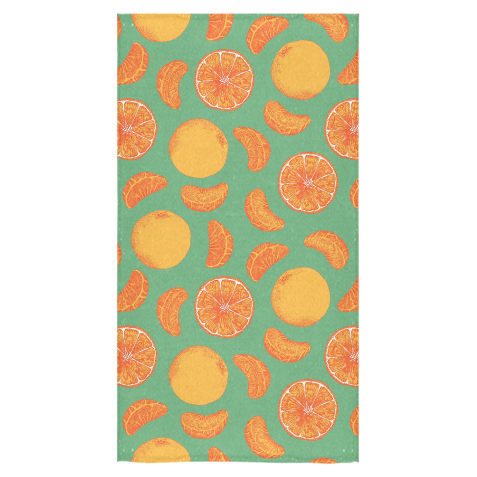 orange fruit pattern green background Bath Towel