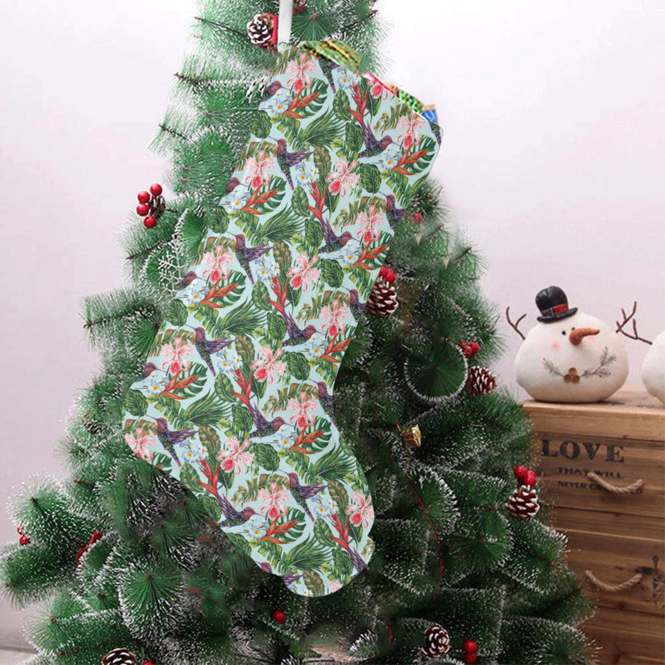 Hummingbird Pattern Print Design 05 Christmas Stocking