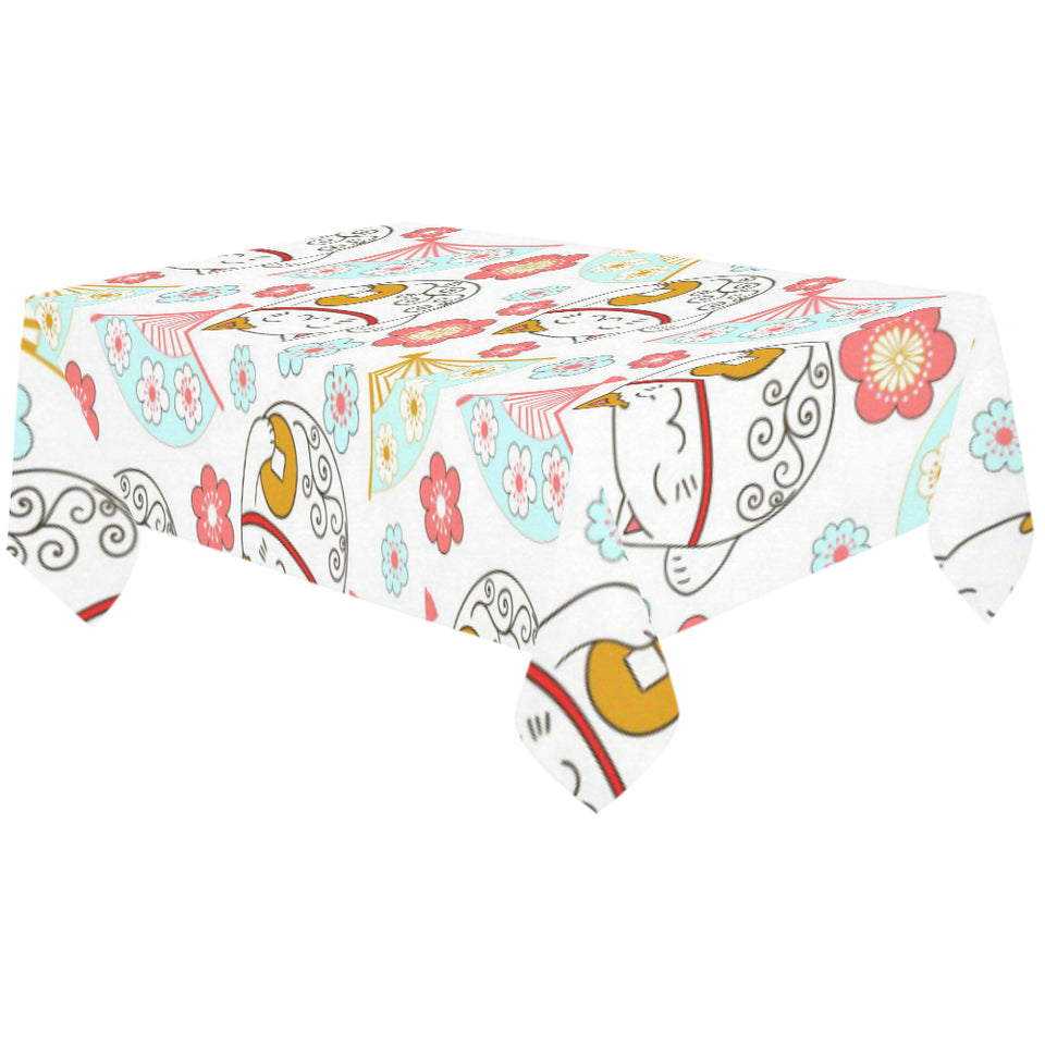 Maneki neko cat fan sakura Tablecloth