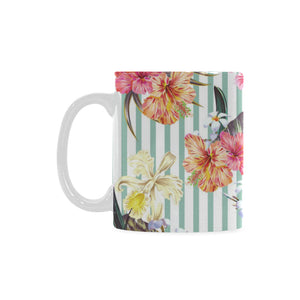 Colorful orchid flower pattern Classical White Mug (Fulfilled In US)