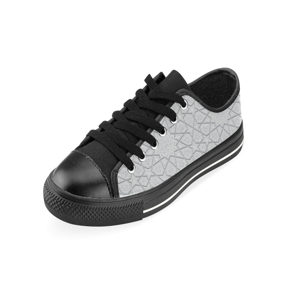 arabic star pattern Men's Low Top Canvas Shoes Black