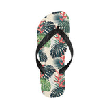 heliconia flowers, palm and monstera leaves Unisex Flip Flops