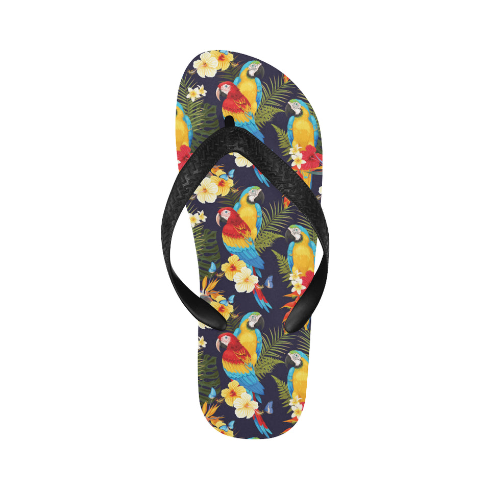 Colorful parrot flower pattern Unisex Flip Flops