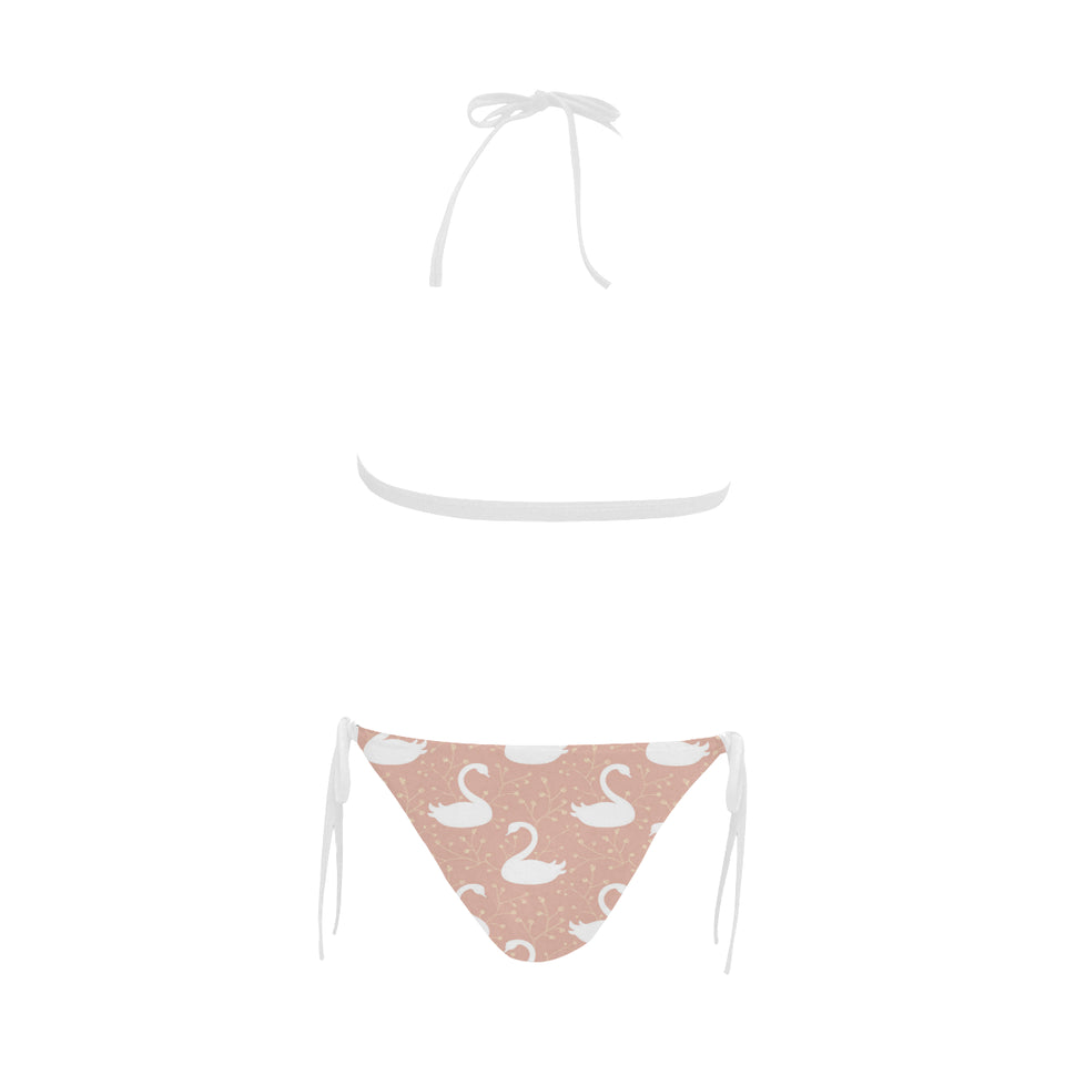 Swan flower light pink background Sexy Bikinis Two-Piece Swimsuits