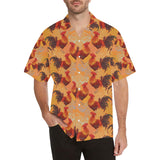 red rooster chicken cock pattern Men's All Over Print Hawaiian Shirt