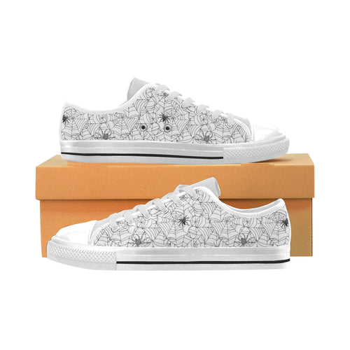 Spider web cobweb pattern Men's Low Top Shoes White