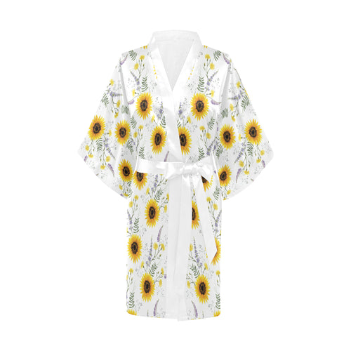 beautiful sunflowers pattern Women's Short Kimono Robe