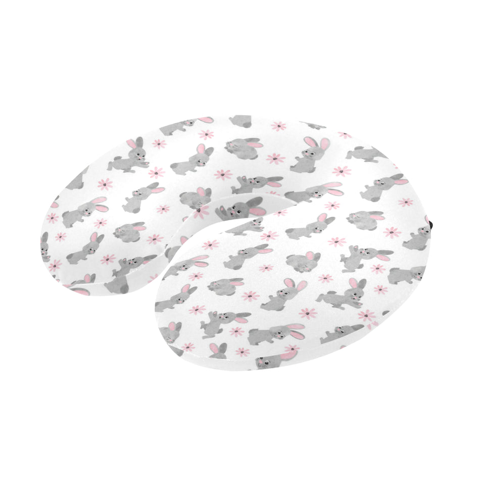 Watercolor cute rabbit pattern U-Shaped Travel Neck Pillow