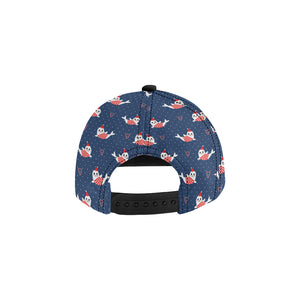 Cute sea lion seal christmas hat candy cane heart All Over Print Snapback Cap