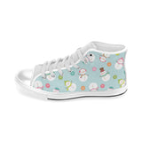 Cute snowman snowflake pattern Men's High Top Canvas Shoes White