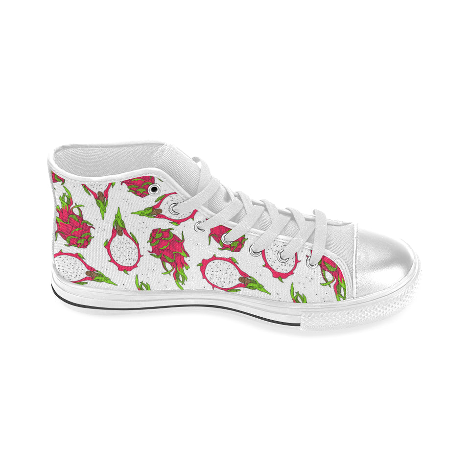 dragon fruits white background Women's High Top Canvas Shoes White