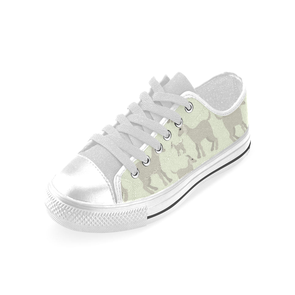 Little young goat pattern Men's Low Top Shoes White