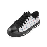 Anchor rudder nautical design pattern Men's Low Top Canvas Shoes Black